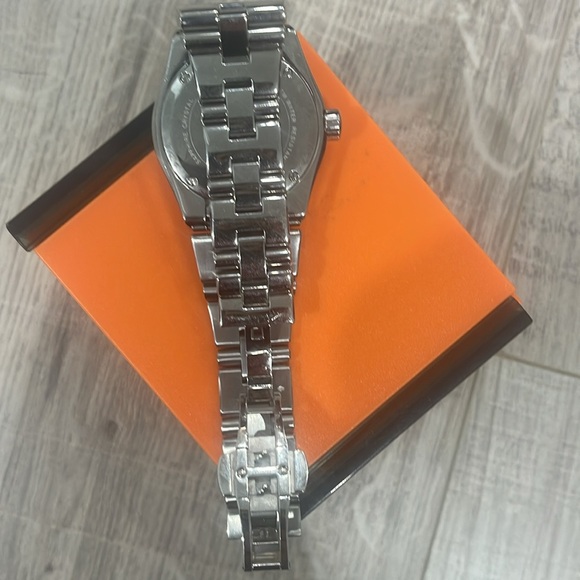 Roberto Cavalli R7253116545 Diamond Time Silver Tn Sapphire Crystal Date Unisex - Picture 7 of 9